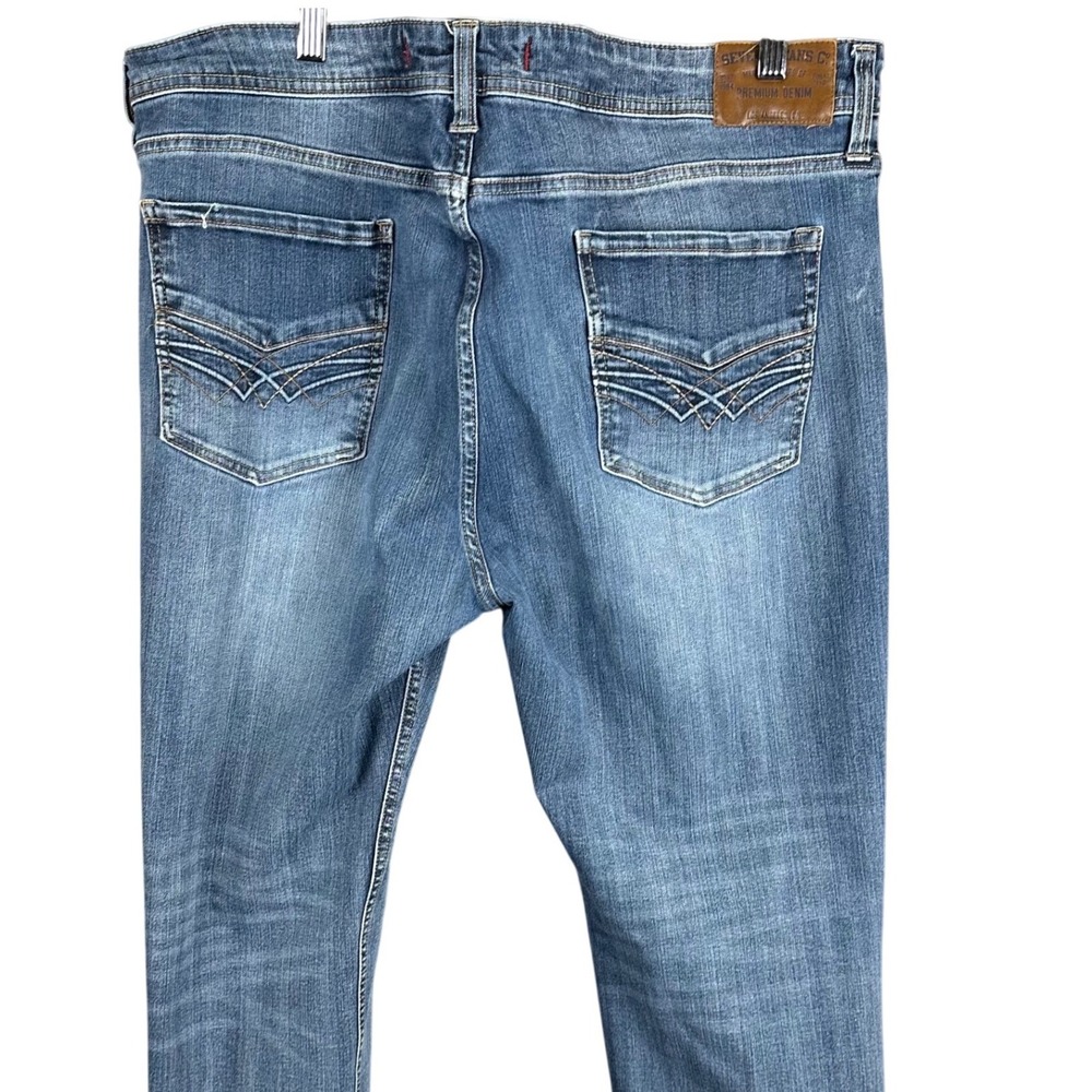 Seven7 Mens Straight Fit Jeans Medium Wash Blue Denim 40x32 Stretch Premium